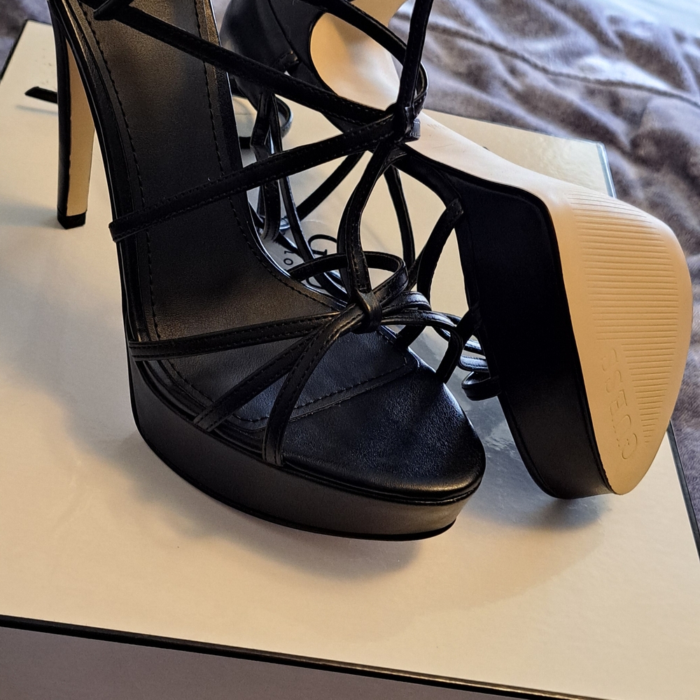 GUESS Black Strappy Women's Heels